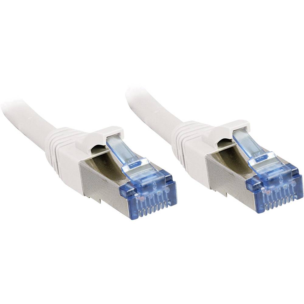 LINDY 47190 RJ45 síťové kabely, propojovací kabely CAT 6A S/FTP 0.30 m bílá s ochranou 1 ks
