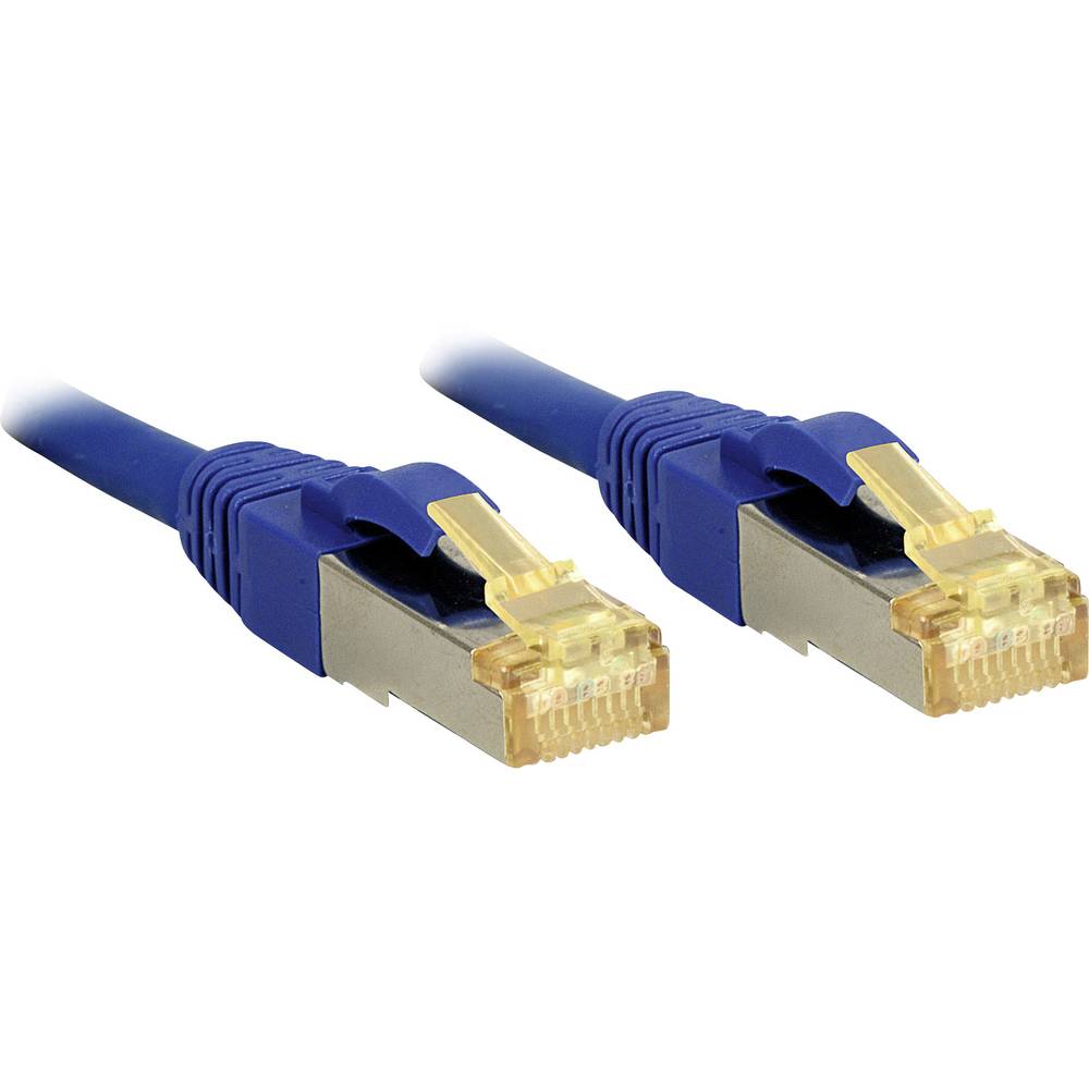 LINDY 47280 RJ45 síťové kabely, propojovací kabely CAT 6a (surový kabel CAT 7) S/FTP 3.00 m modrá s ochranou 1 ks
