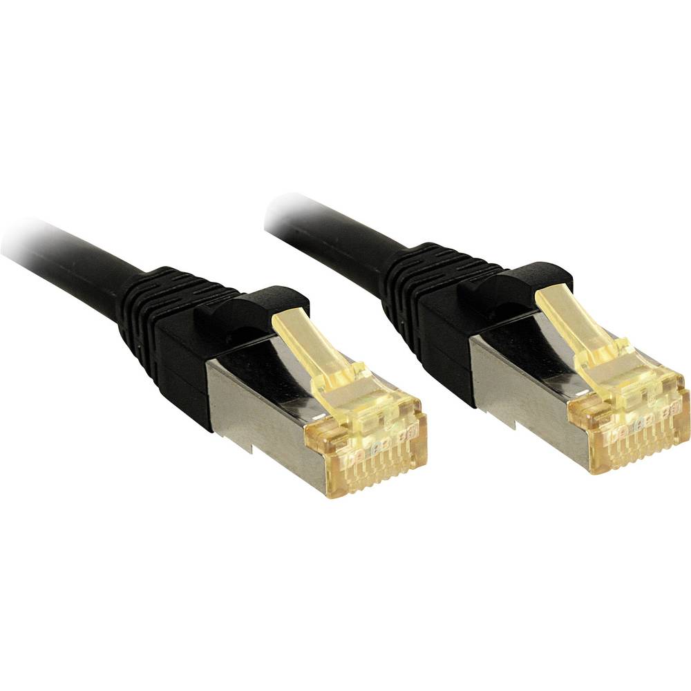LINDY 47312 RJ45 síťové kabely, propojovací kabely CAT 6a (surový kabel CAT 7) S/FTP 7.50 m černá s ochranou 1 ks
