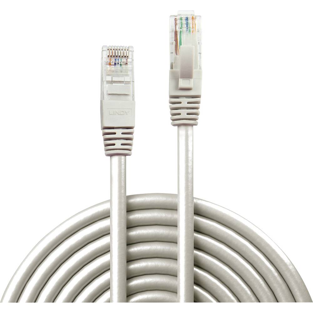 LINDY 48005 RJ45 síťové kabely, propojovací kabely CAT 6 U/UTP 5.00 m šedá s ochranou 1 ks