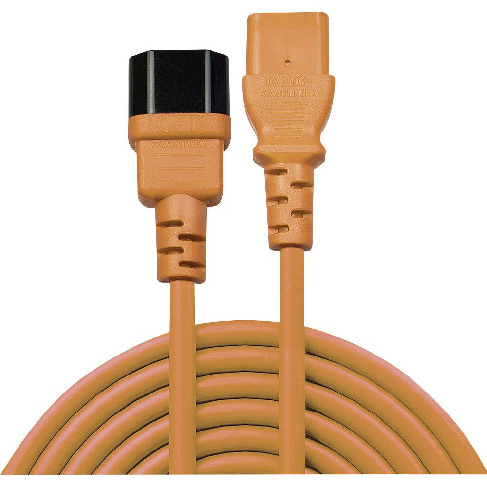 LINDY napájecí prodlužovací kabel [1x IEC zástrčka C14 10 A - 1x IEC C13 zásuvka 10 A] 2.00 m oranžová
