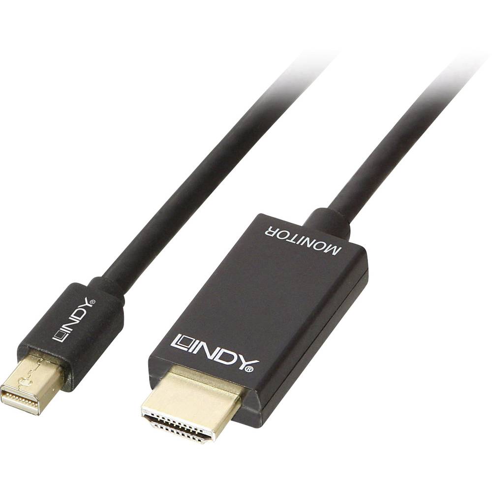 LINDY Mini-DisplayPort / HDMI kabelový adaptér Mini DisplayPort konektory, Zástrčka HDMI-A 2.00 m černá 36927 Kabel Disp