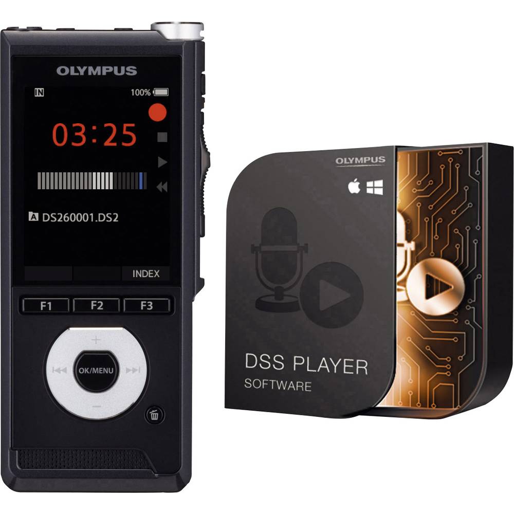 Olympus DS-2600 digitální diktafon Maximální čas nahrávání 56 h černá včetně 2GB SD karty, včetně brašny