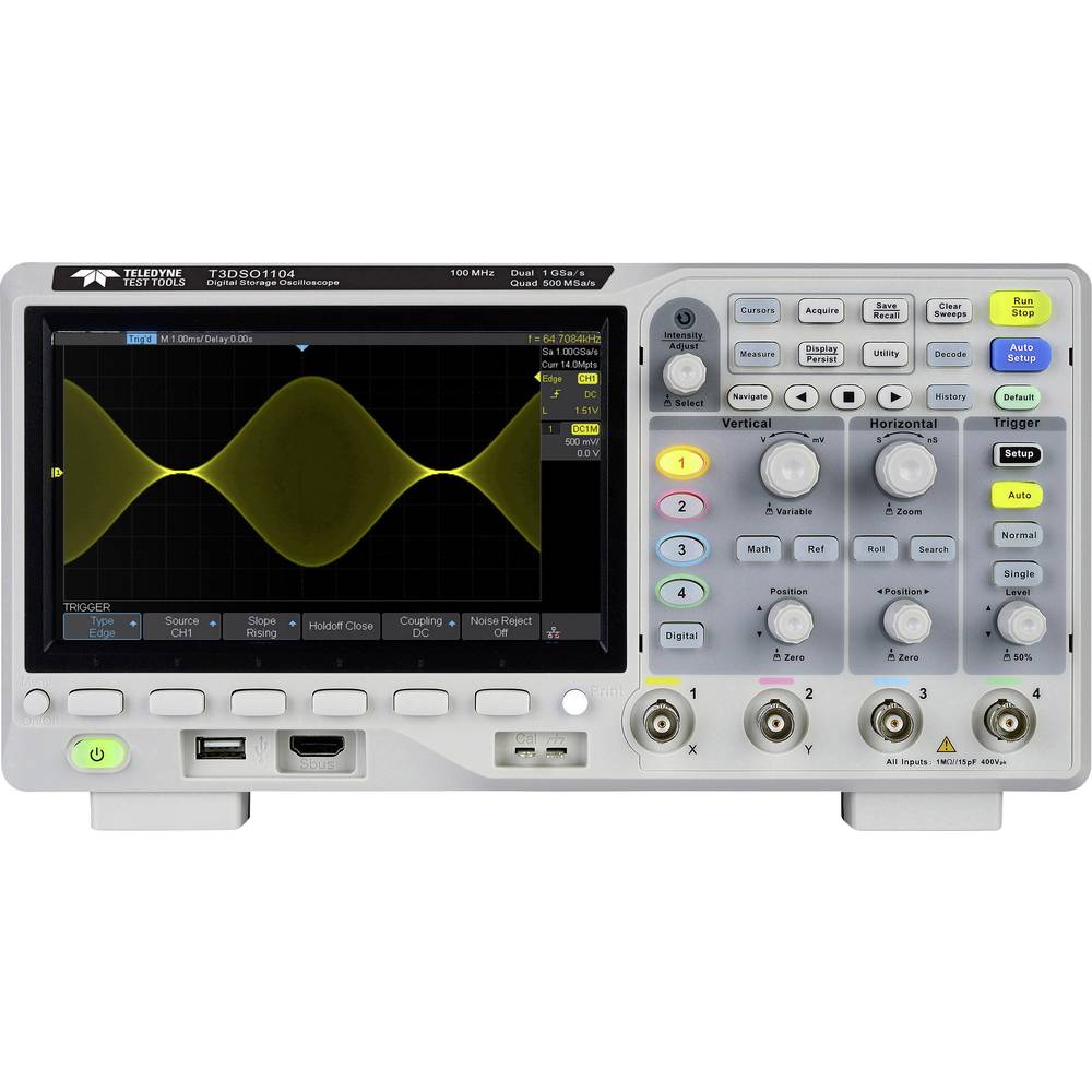 Teledyne LeCroy T3DSO1204 digitální osciloskop Kalibrováno dle (DAkkS) 200 MHz 1 GSa/s 14 Mpts 8 Bit s pamětí (DSO) 1 ks