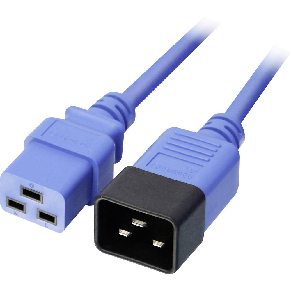LINDY IEC prodlužovací kabel [1x IEC zástrčka C20 16 A - 1x IEC C19 zásuvka 16 A] 1.00 m modrá