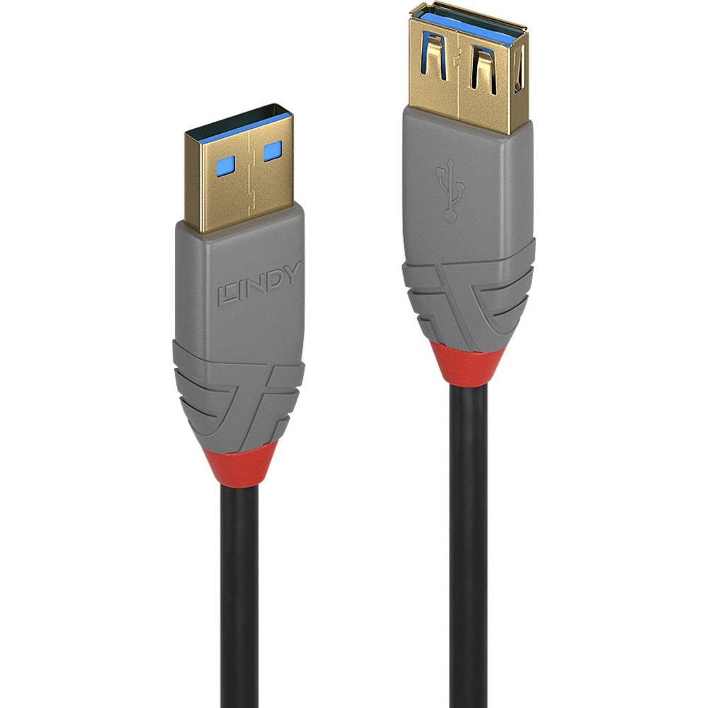 LINDY USB kabel USB 3.2 Gen1 (USB 3.0 / USB 3.1 Gen1) USB-A zástrčka, USB-A zásuvka 0.50 m černá 36760