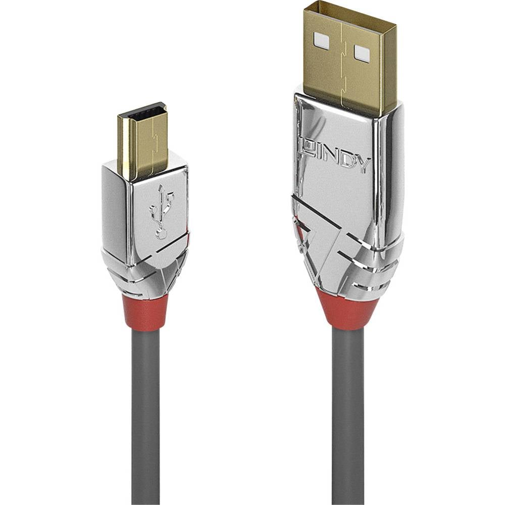 LINDY USB kabel USB 2.0 USB-A zástrčka, USB Mini-B zástrčka 3.00 m šedá 36633