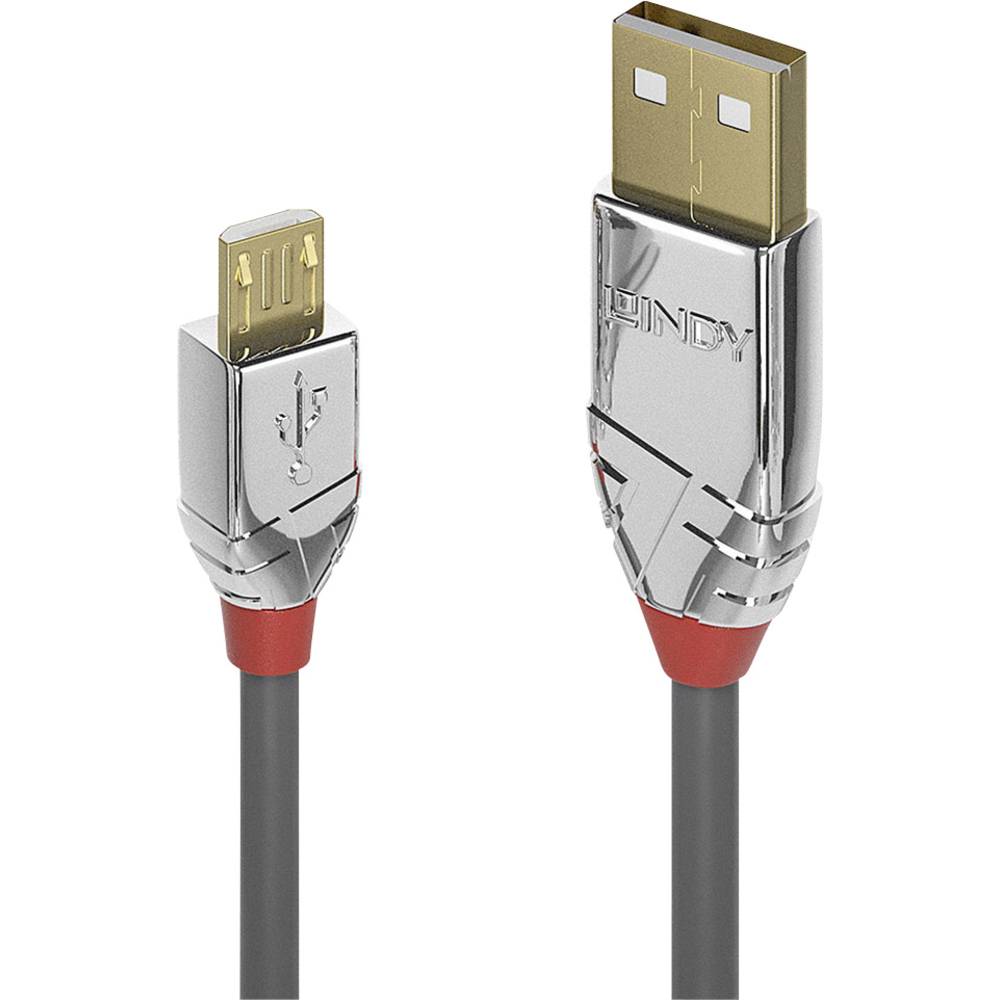 LINDY USB kabel USB 2.0 USB-A zástrčka, USB Micro-B zástrčka 0.50 m šedá 36650