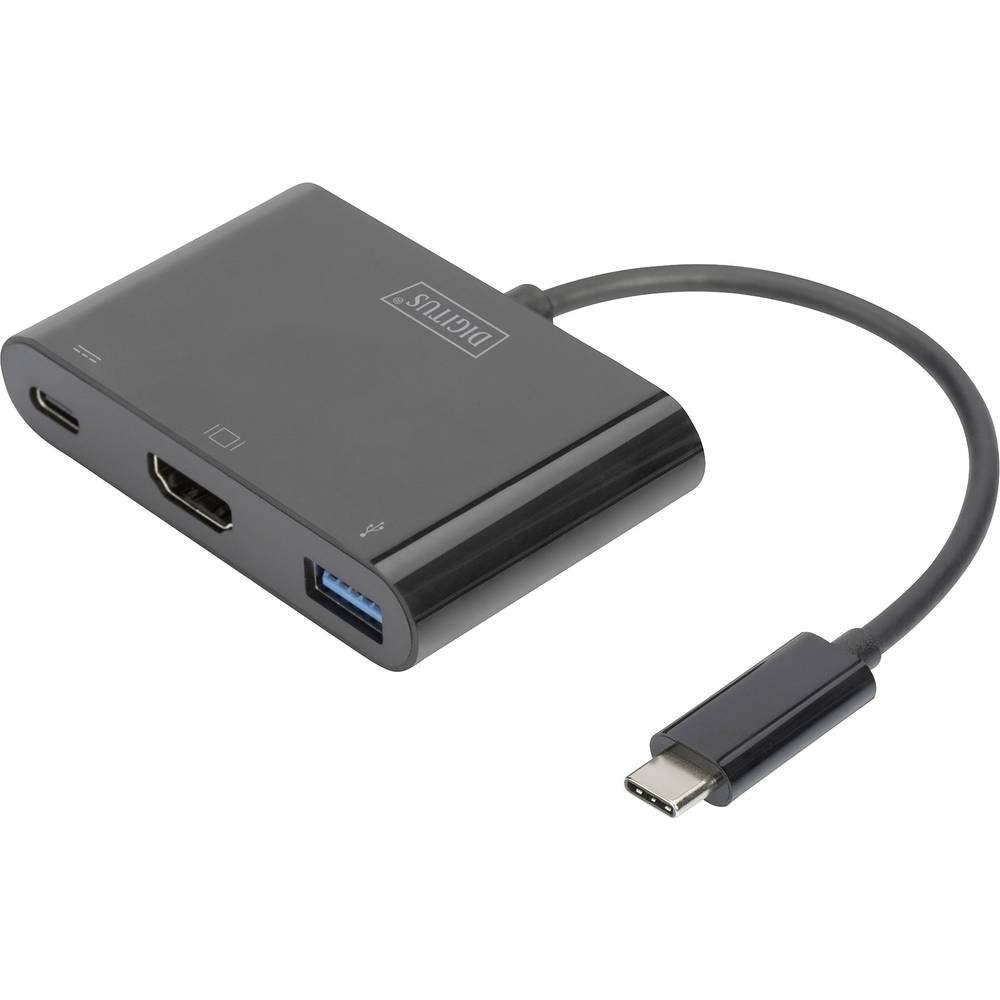 Digitus DA-70855 HDMI / USB adaptér [1x USB-C® zástrčka - 1x HDMI zásuvka, USB 3.2 gen. 1 zásuvka A, USB-C® zásuvka] čer