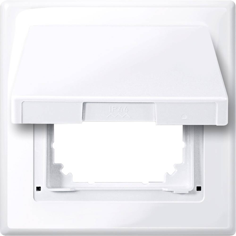 Merten kryt zásuvka s ochranným kontaktem se sklopným víkem bílá 478025