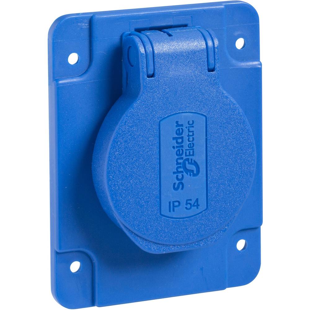 Schneider Electric kompletní sada zásuvka s ochranným kontaktem se sklopným víkem modrá PKS61B