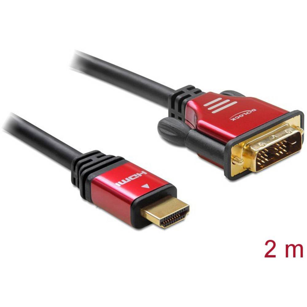 Delock HDMI / DVI kabelový adaptér Zástrčka HDMI-A, DVI-D 18 + 1 pól Zástrčka 1.80 m černá 84342 HDMI kabel