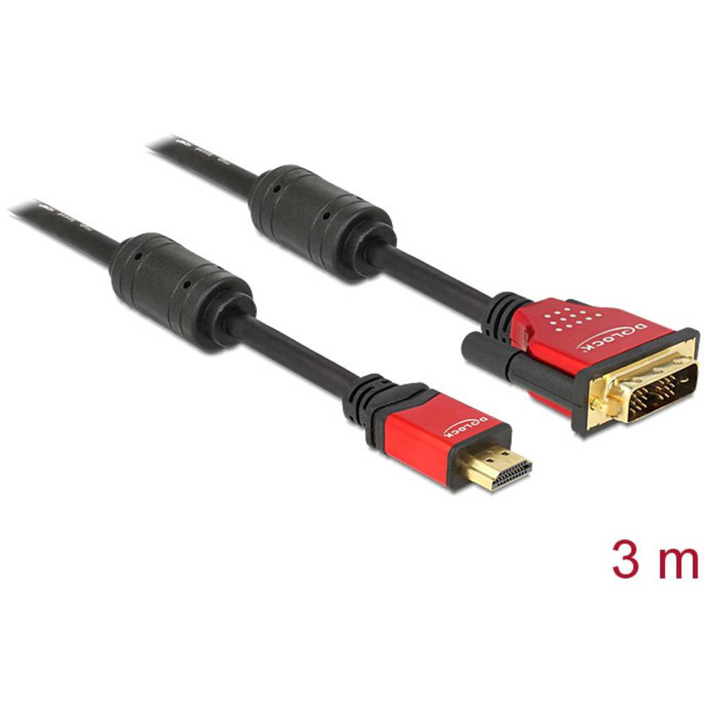 Delock HDMI / DVI kabelový adaptér Zástrčka HDMI-A, DVI-D 18 + 1 pól Zástrčka 3.00 m černá 84343 HDMI kabel