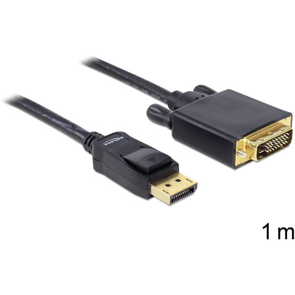 Delock DisplayPort / DVI kabelový adaptér Konektor DisplayPort, DVI-D 24+1pol. Zástrčka 1.00 m černá 82590 Kabel Display