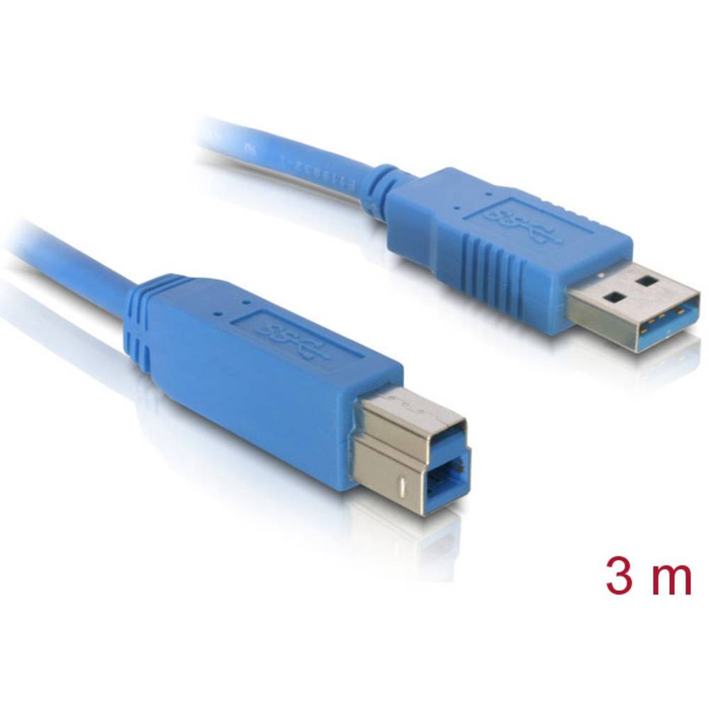 Delock USB kabel USB 3.2 Gen1 (USB 3.0 / USB 3.1 Gen1) USB-A zástrčka, USB-B zástrčka 3.00 m modrá pozlacené kontakty 82