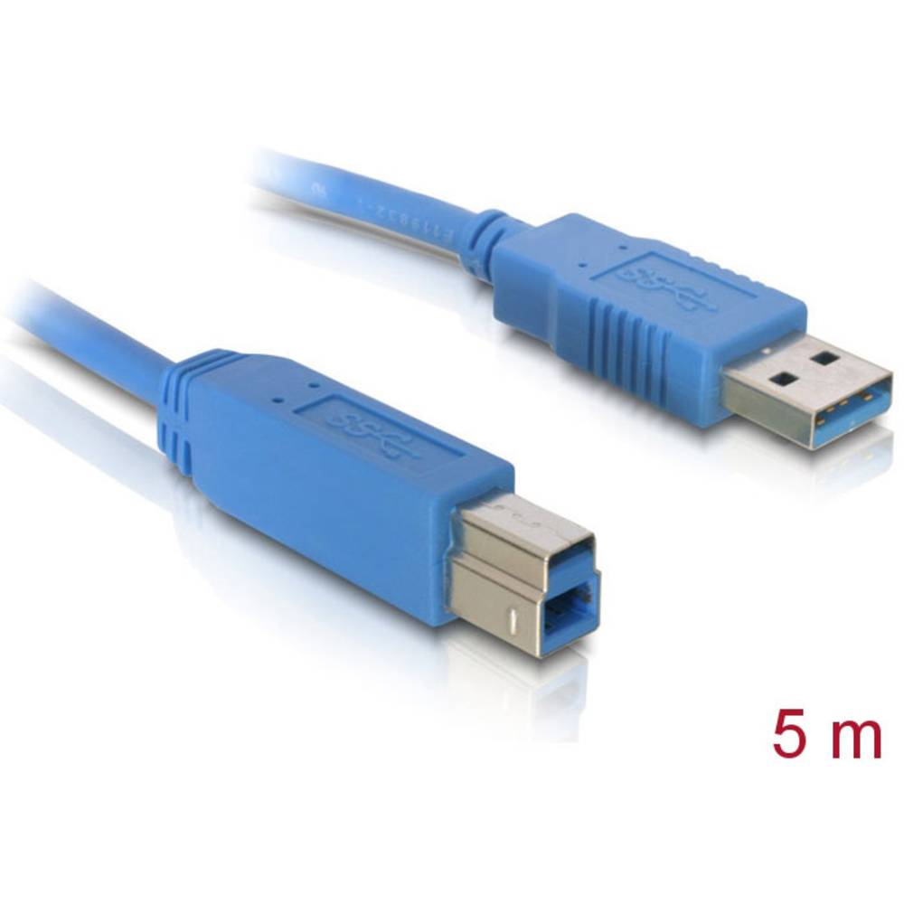 Delock USB kabel USB 3.2 Gen1 (USB 3.0 / USB 3.1 Gen1) USB-A zástrčka, USB-B zástrčka 5.00 m modrá pozlacené kontakty 82