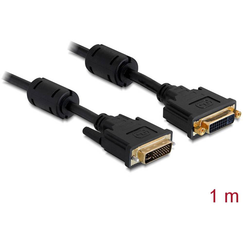 Delock DVI prodlužovací kabel DVI-I 24+5pól. Zástrčka, DVI-I 24+5pól. zásuvka 1.00 m černá 83106 s feritovým jádrem DVI