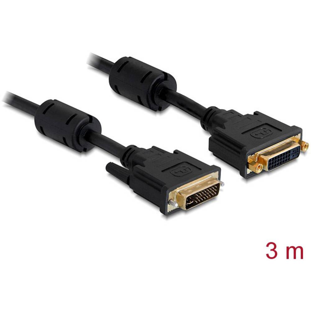 Delock DVI prodlužovací kabel DVI-I 24+5pól. Zástrčka, DVI-I 24+5pól. zásuvka 3.00 m černá 83108 s feritovým jádrem DVI