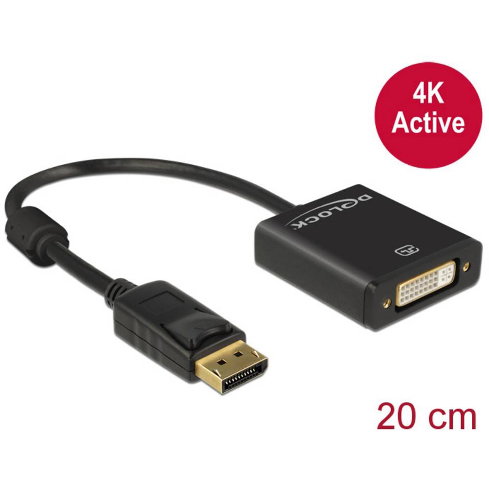 Delock DisplayPort / DVI kabelový adaptér Konektor DisplayPort, DVI-I 24+5pól. zásuvka 0.20 m černá 62599 pozlacené kont