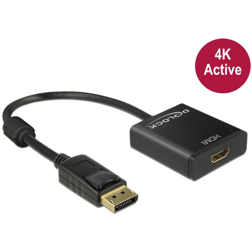 Delock DisplayPort / HDMI kabelový adaptér Konektor DisplayPort, Zásuvka HDMI-A 0.20 m černá 62607 pozlacené kontakty Ka