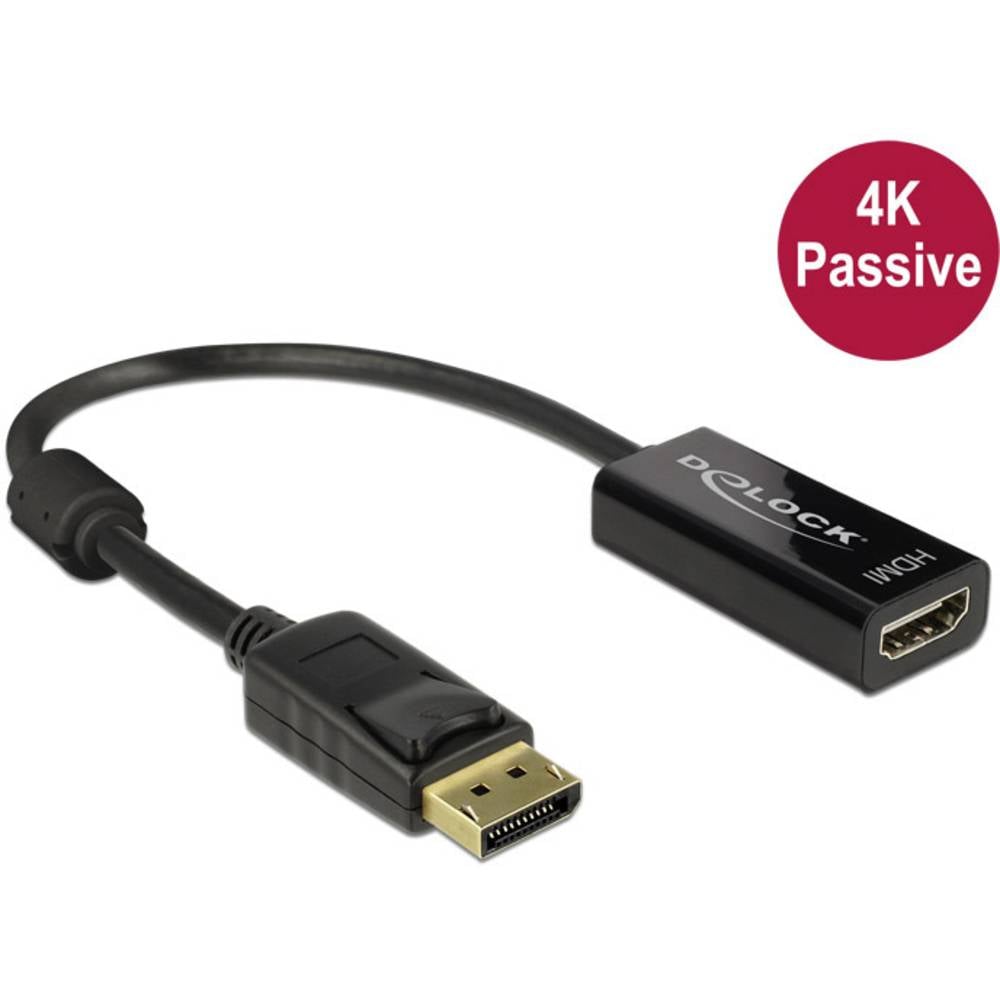 Delock DisplayPort / HDMI kabelový adaptér Konektor DisplayPort, Zásuvka HDMI-A 0.20 m černá 62609 pozlacené kontakty Ka