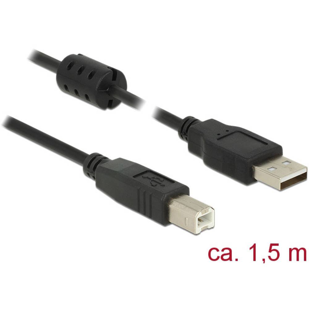Delock USB kabel USB 2.0 USB-A zástrčka, USB-B zástrčka 1.50 m černá s feritovým jádrem 84896