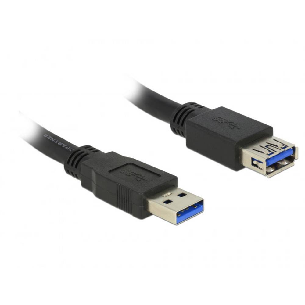 Delock USB kabel USB 3.2 Gen1 (USB 3.0 / USB 3.1 Gen1) USB-A zástrčka, USB-A zásuvka 5.00 m černá pozlacené kontakty 850