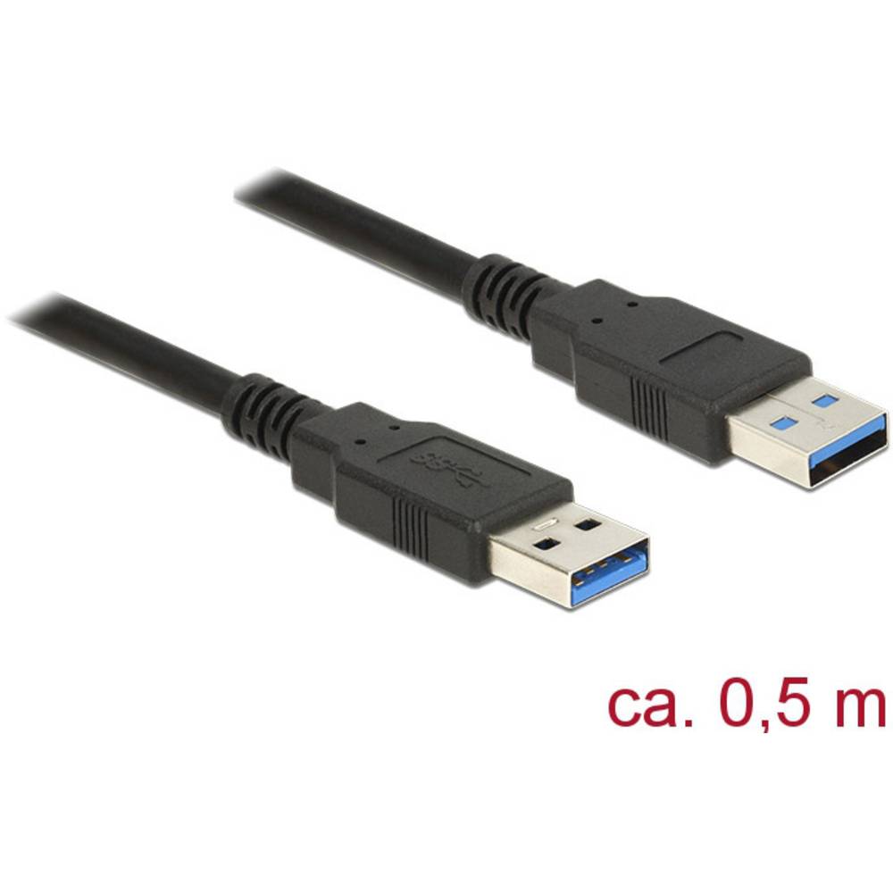 Delock USB kabel USB 3.2 Gen1 (USB 3.0 / USB 3.1 Gen1) USB-A zástrčka, USB-A zástrčka 0.50 m černá pozlacené kontakty 85