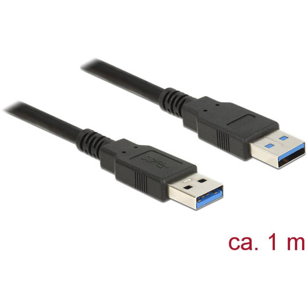 Delock USB kabel USB 3.2 Gen1 (USB 3.0 / USB 3.1 Gen1) USB-A zástrčka, USB-A zástrčka 1.00 m černá pozlacené kontakty 85