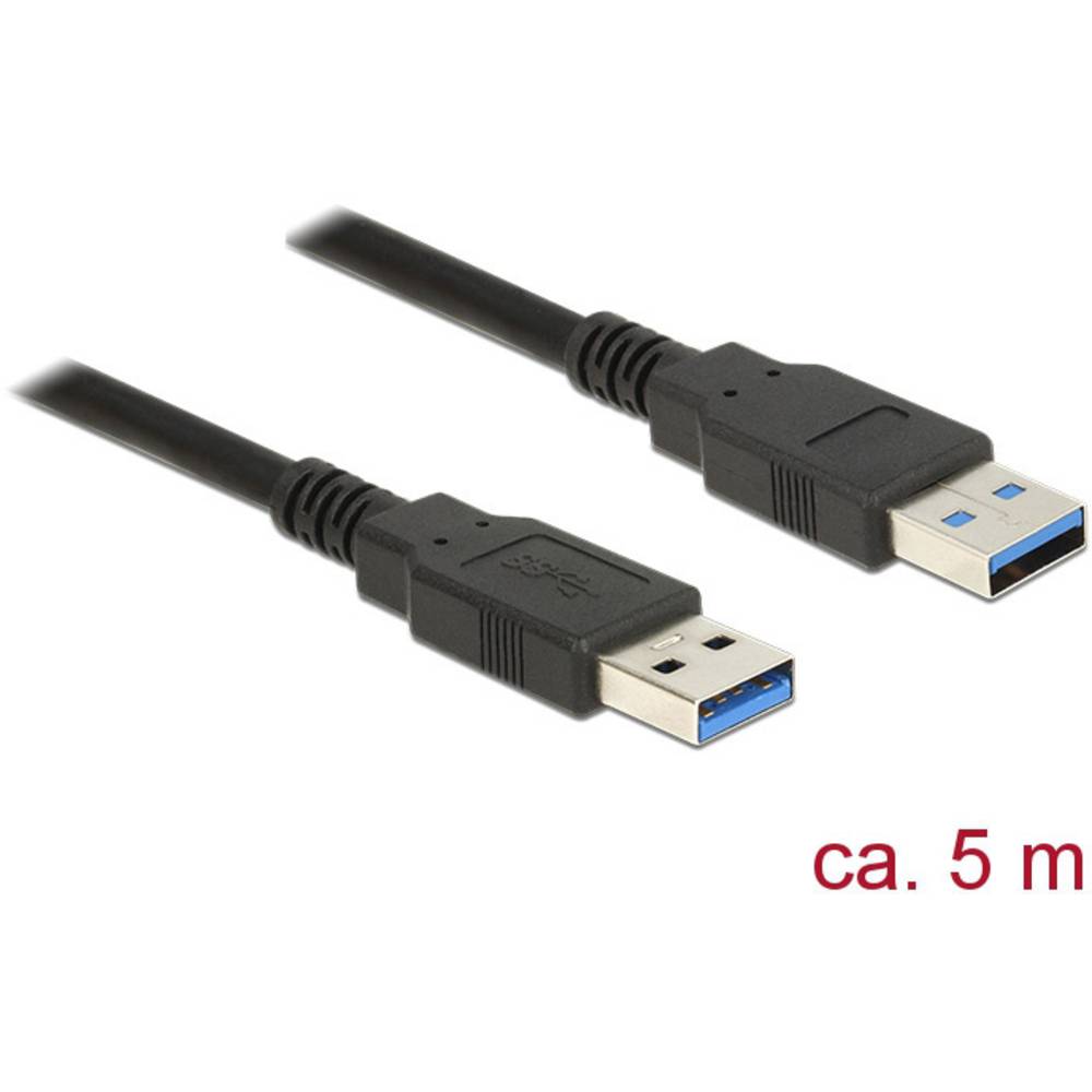 Delock USB kabel USB 3.2 Gen1 (USB 3.0 / USB 3.1 Gen1) USB-A zástrčka, USB-A zástrčka 5.00 m černá pozlacené kontakty 85