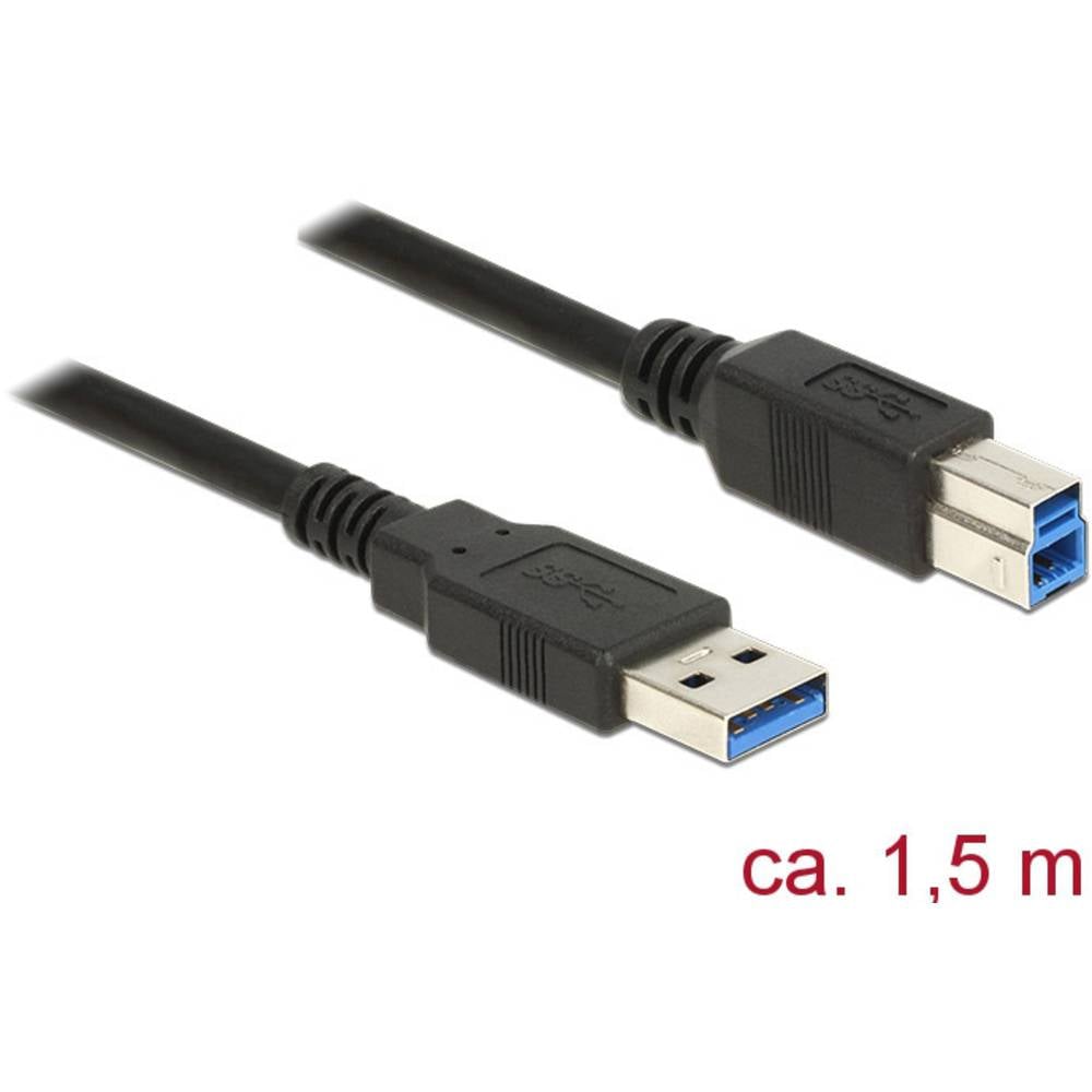 Delock USB kabel USB 3.2 Gen1 (USB 3.0 / USB 3.1 Gen1) USB-A zástrčka, USB-B zástrčka 1.50 m černá pozlacené kontakty 85