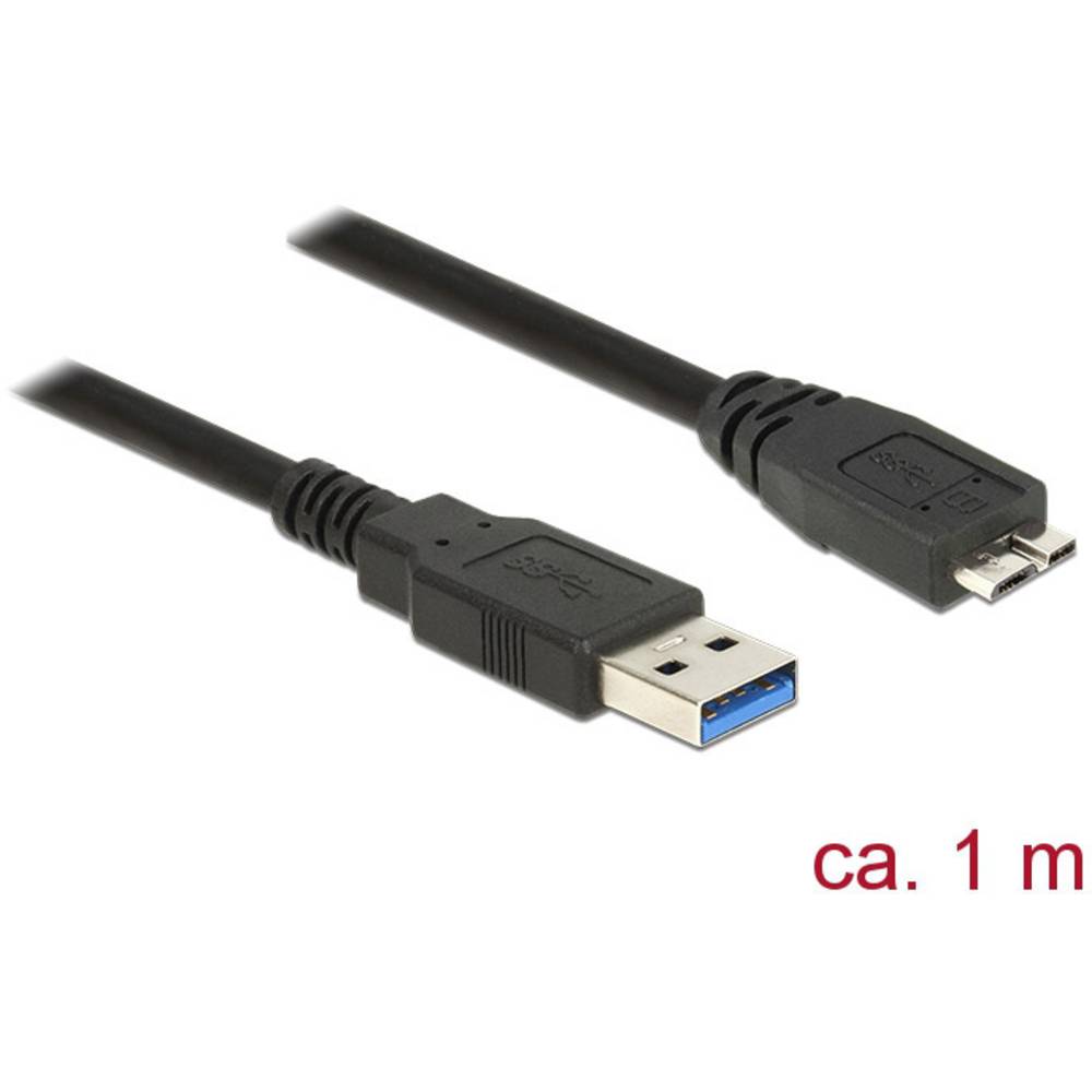 Delock USB kabel USB 3.2 Gen1 (USB 3.0 / USB 3.1 Gen1) USB-A zástrčka, USB Micro-B 3.0 zástrčka 1.00 m černá pozlacené k