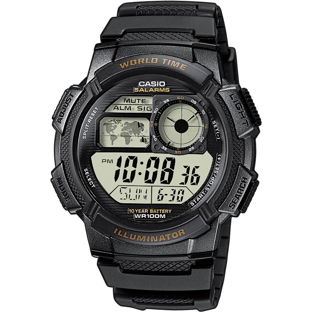 Casio Quartz náramkové hodinky AE-1000W-1AVEF (d x š x v) 48.1 x 43.7 x 13.7 mm černá Materiál pouzdra=Rezinát materiál
