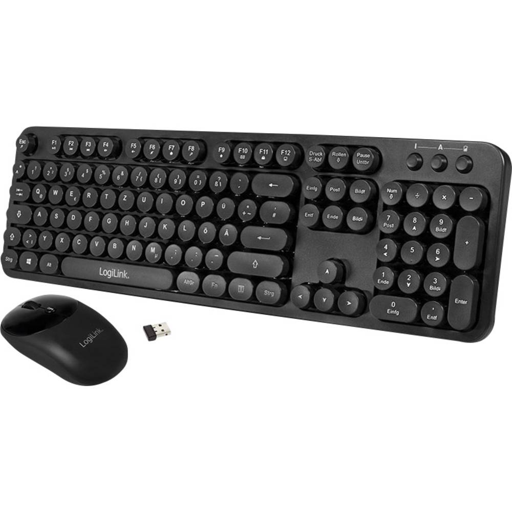 LogiLink ID0178 bezdrátový Sada klávesnice a myše německá, QWERTZ, Windows® černá