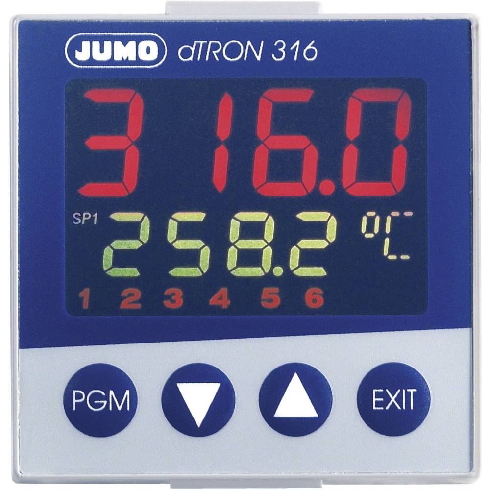 Jumo dTRON 316 PID termostat Pt100, PT500, Pt1000, KTY11-6 , L , J , U , T , K, E , N , S , R , B , C , D -200 do +2400