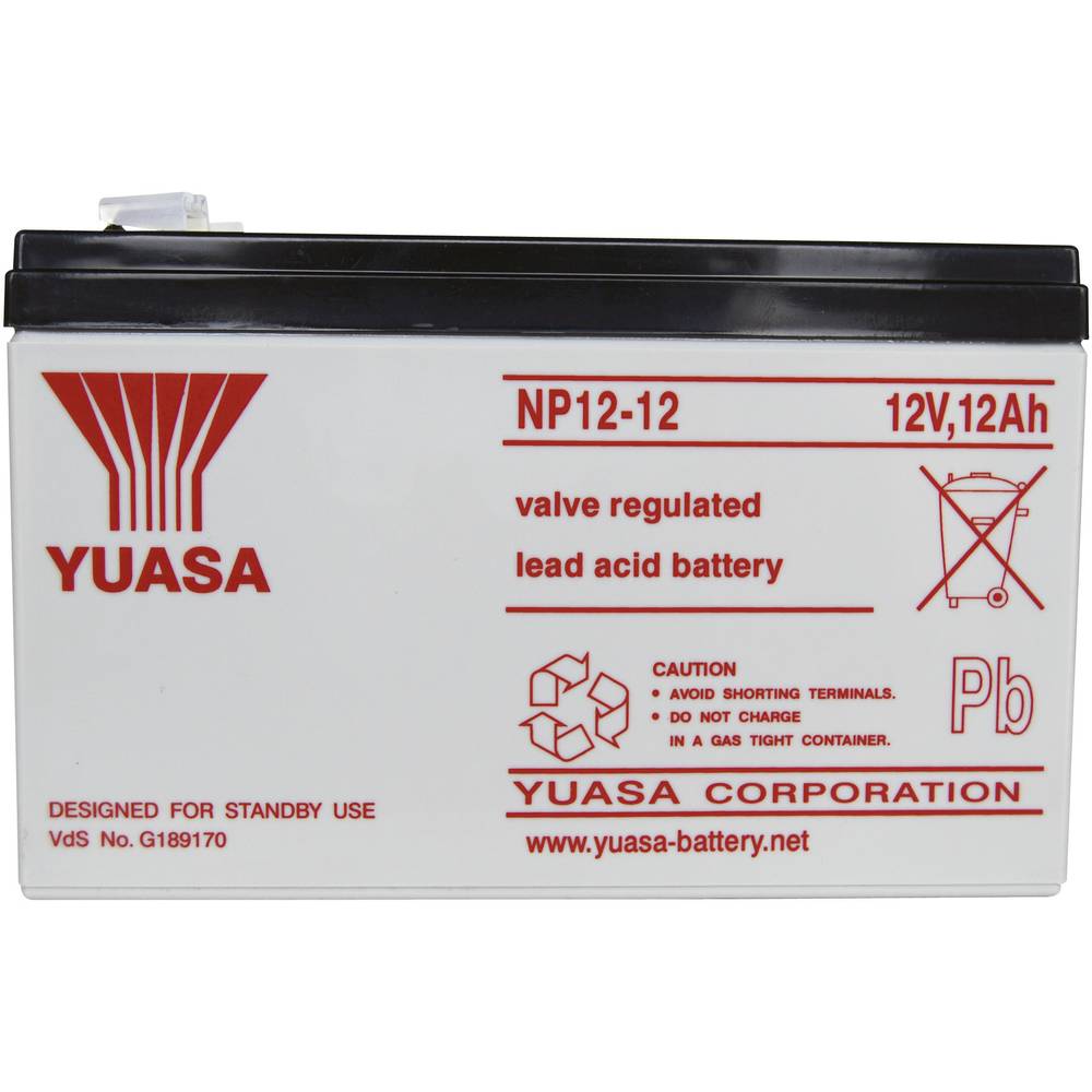 Yuasa NP12-12 NP1212 olověný akumulátor 12 V 12 Ah olověný se skelným rounem (š x v x h) 151 x 98 x 98 mm plochý konekto