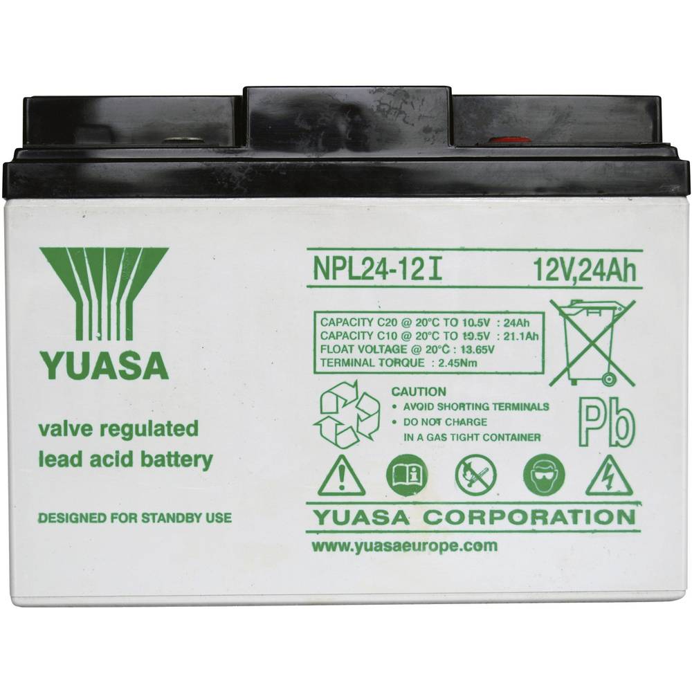 Yuasa NPL24-12 YUANPL24/12 olověný akumulátor 12 V 24 Ah olověný se skelným rounem (š x v x h) 166 x 125 x 175 mm šroubo