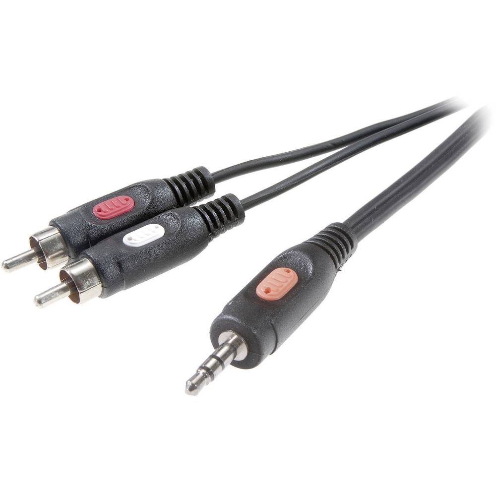 SpeaKa Professional SP-7869792 cinch / jack audio kabel [2x cinch zástrčka - 1x jack zástrčka 3,5 mm] 10.00 m černá