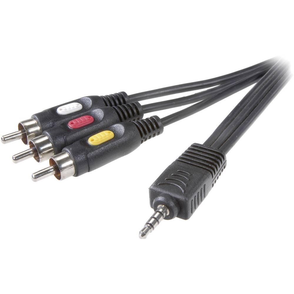 SpeaKa Professional jack / kompozitní cinch AV kabel [1x jack zástrčka 3,5 mm - 3x cinch zástrčka] 2.00 m černá