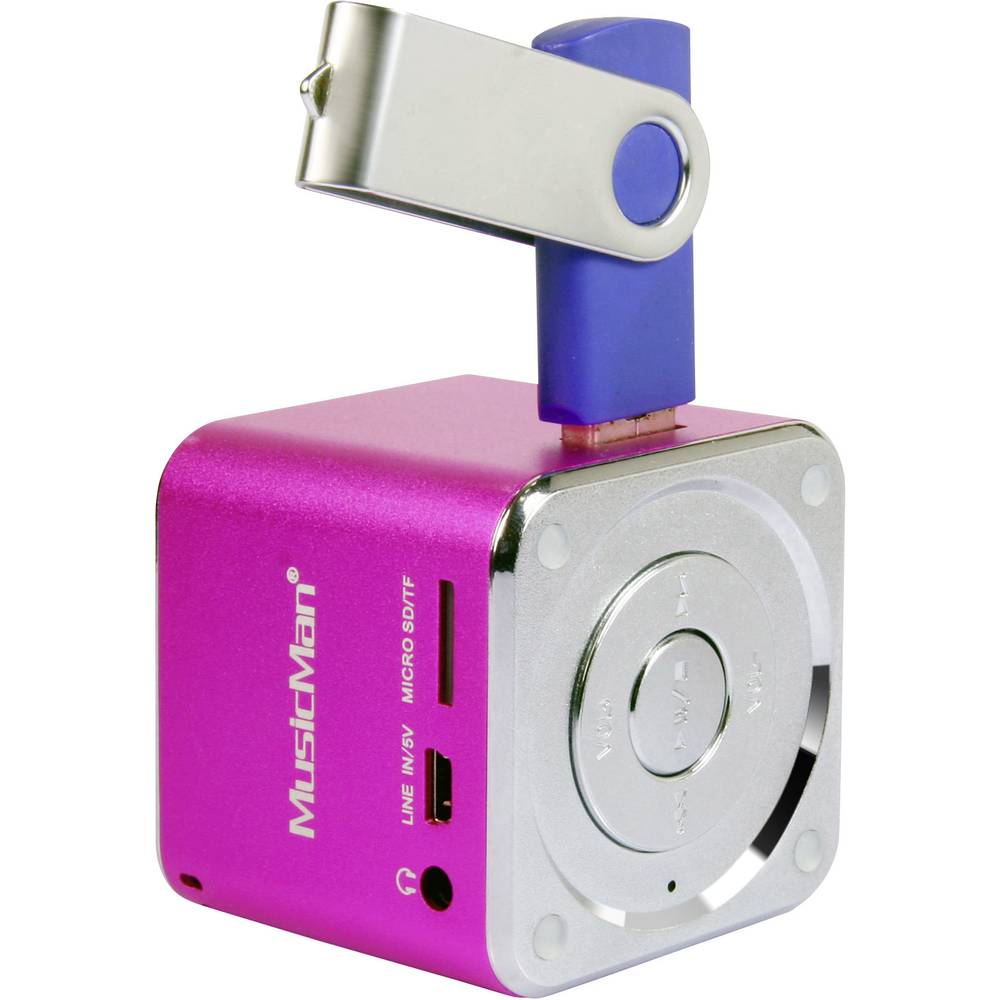 mini reproduktor Technaxx MusicMan Mini AUX, SD paměť. karta, USB růžová