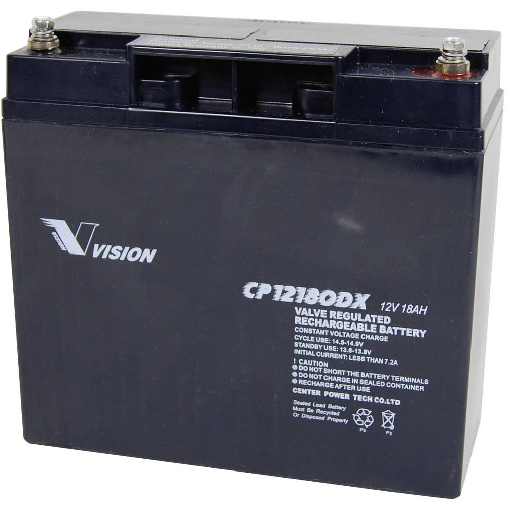 Vision Akkus CP12180DX CP12180DX olověný akumulátor 12 V 18 Ah olověný se skelným rounem (š x v x h) 181 x 167 x 77 mm š