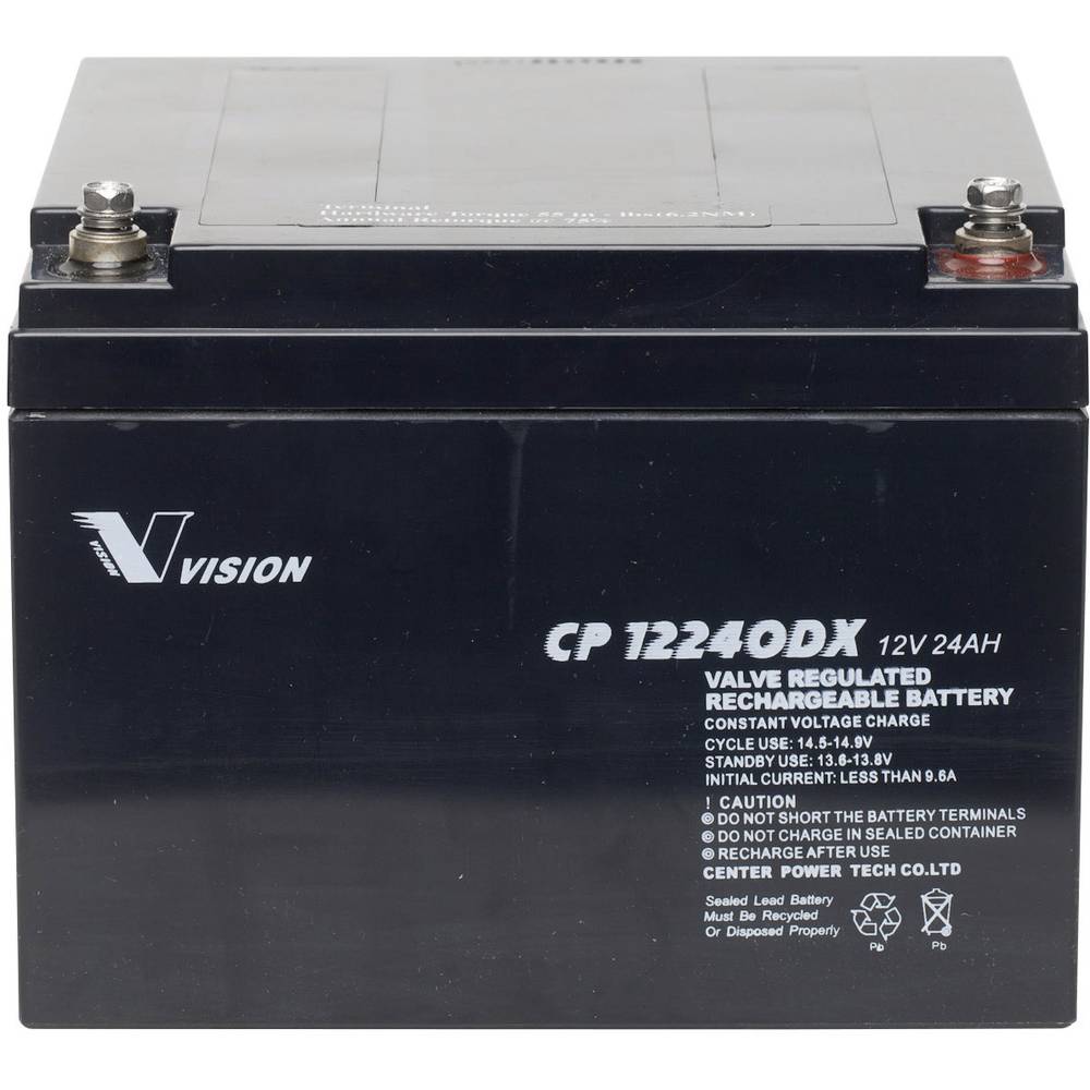 Vision Akkus CP12240DX CP12240DX olověný akumulátor 12 V 24 Ah olověný se skelným rounem (š x v x h) 166 x 125 x 175 mm