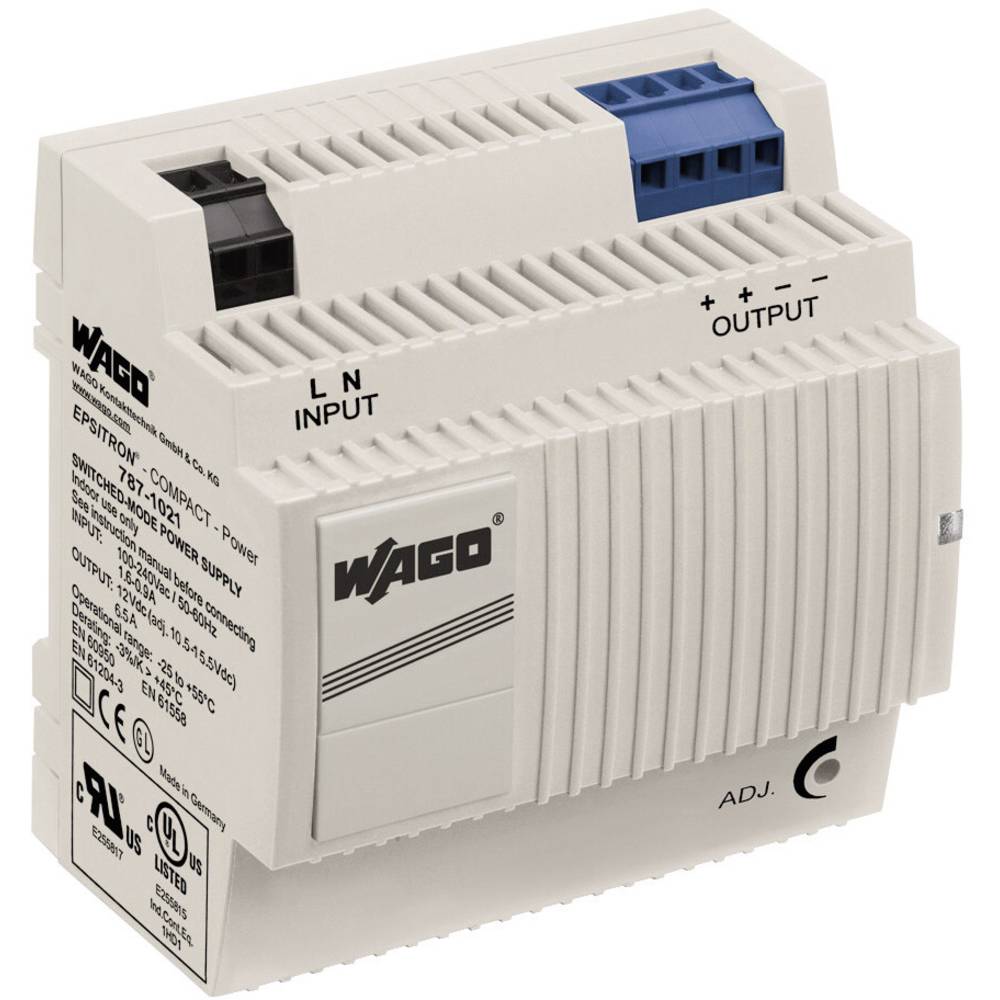 WAGO EPSITRON® COMPACT POWER 787-1021 síťový zdroj na DIN lištu, 12 V/DC, 6.5 A, 78 W, výstupy 1 x
