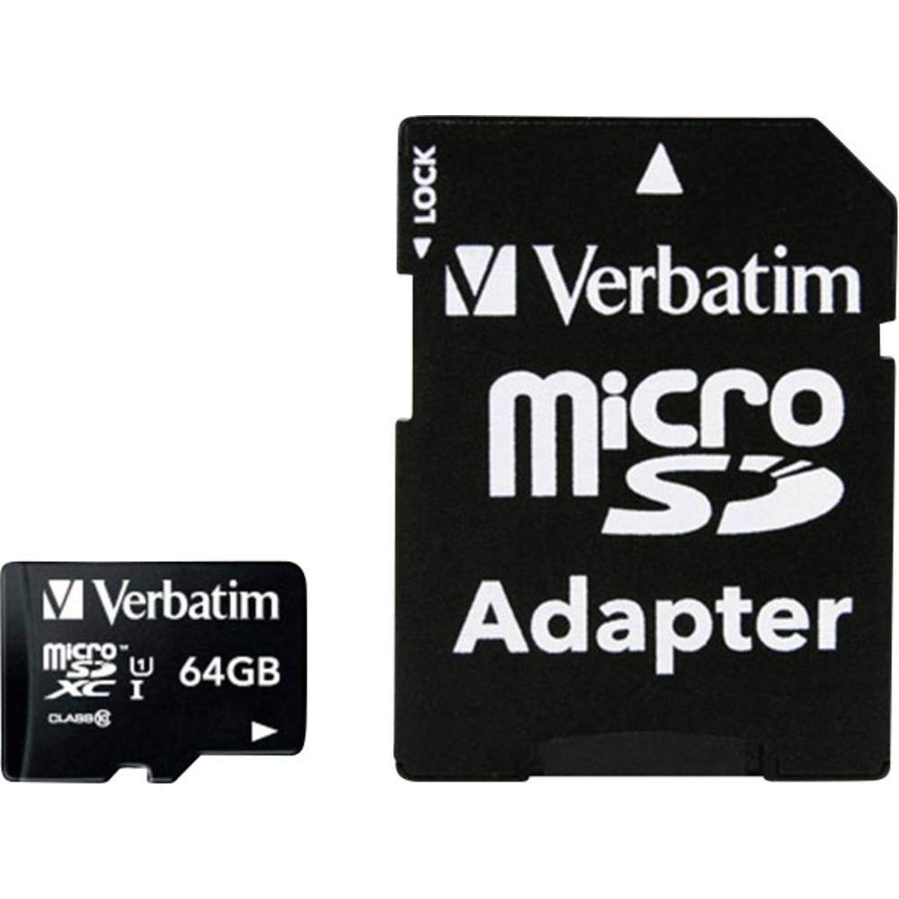 Verbatim MICRO SDXC 64GB CL 10 ADAP paměťová karta microSDXC 64 GB Class 10 vč. SD adaptéru