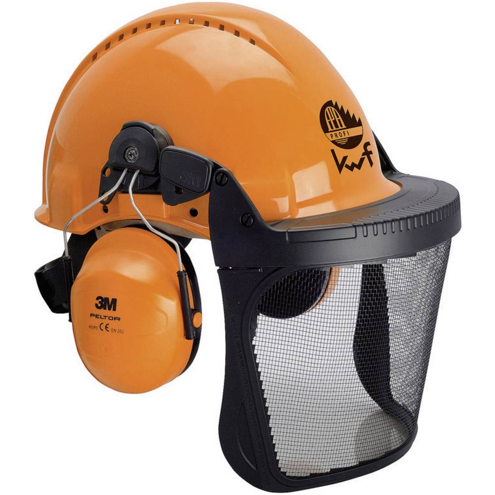 3M Forest 3MO315C lesnická ochranná helma s integrovaným hledím oranžová