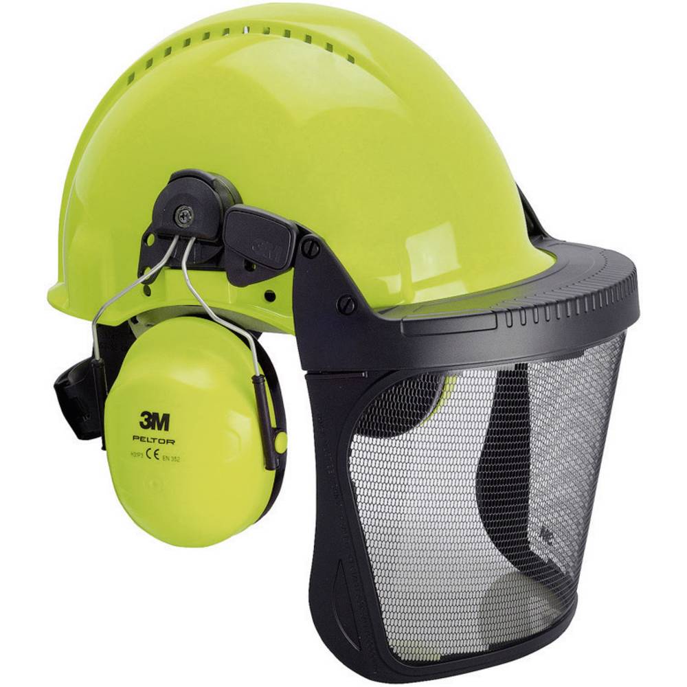 3M G3000 3NYV315J lesnická ochranná helma s integrovaným hledím neonově zelená