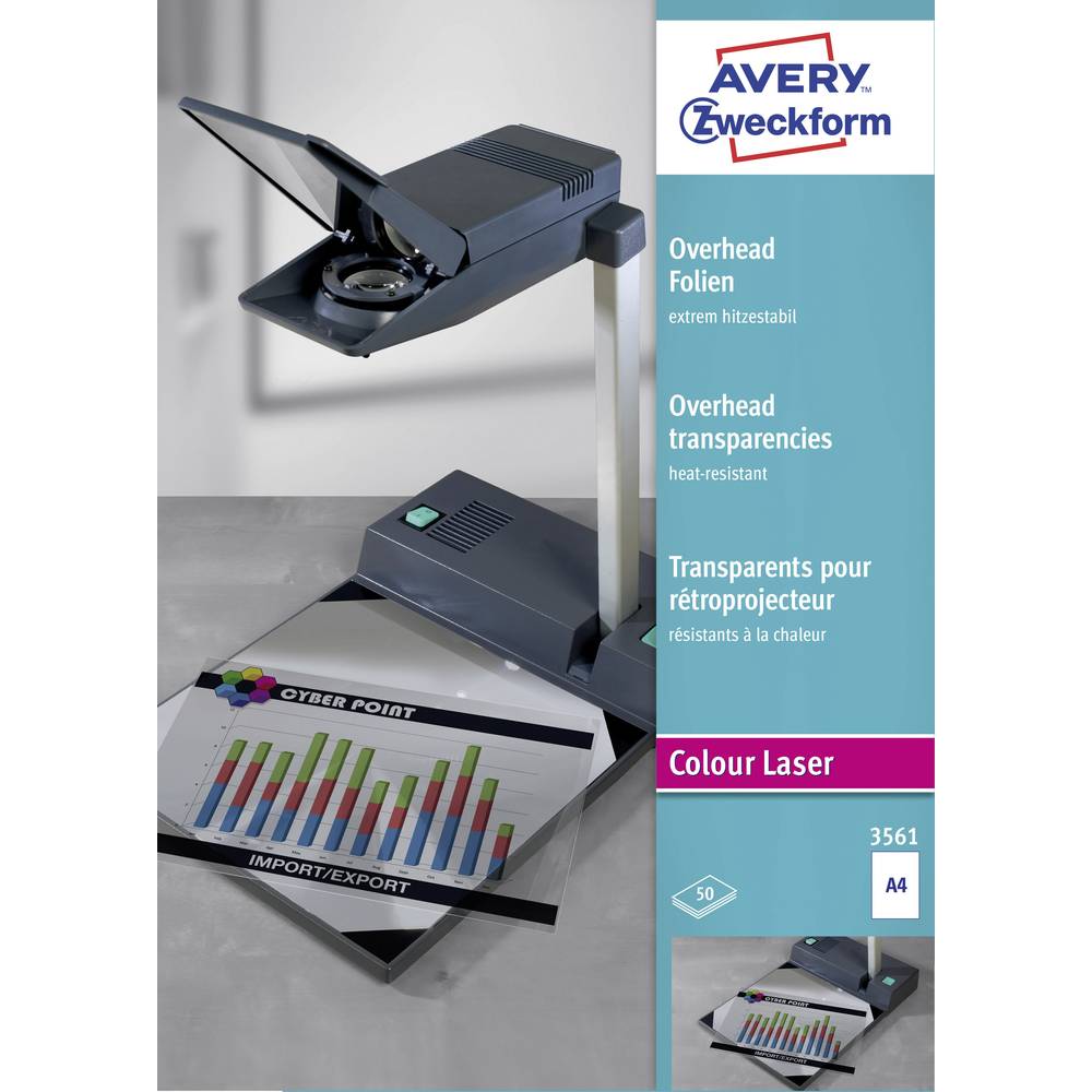 Avery-Zweckform OHP Laserfolie 3561 fólie pro zpětný projektor DIN A4 laserová tiskárna, barevná laserová tiskárna, kopí