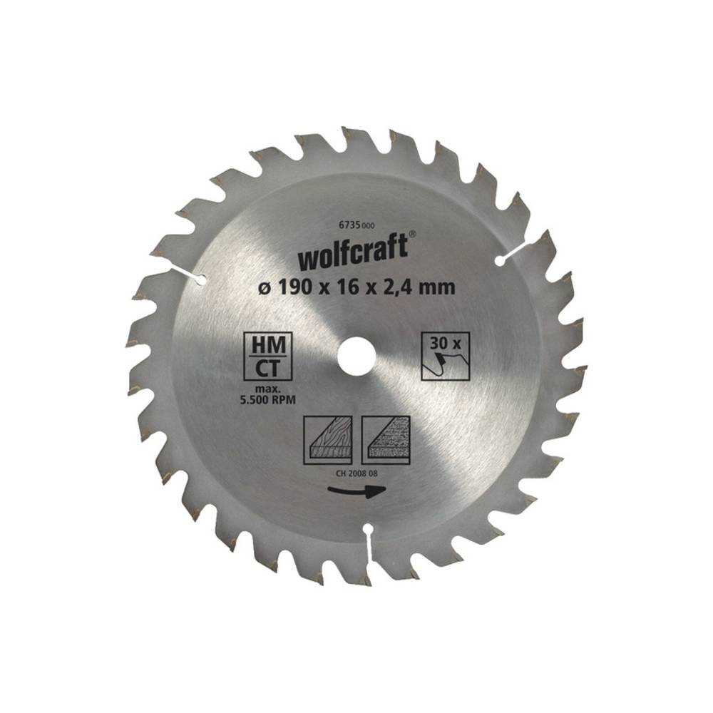 Wolfcraft 6734000 tvrdokovový pilový kotouč 180 x 20 mm Počet zubů (na palec): 22 1 ks