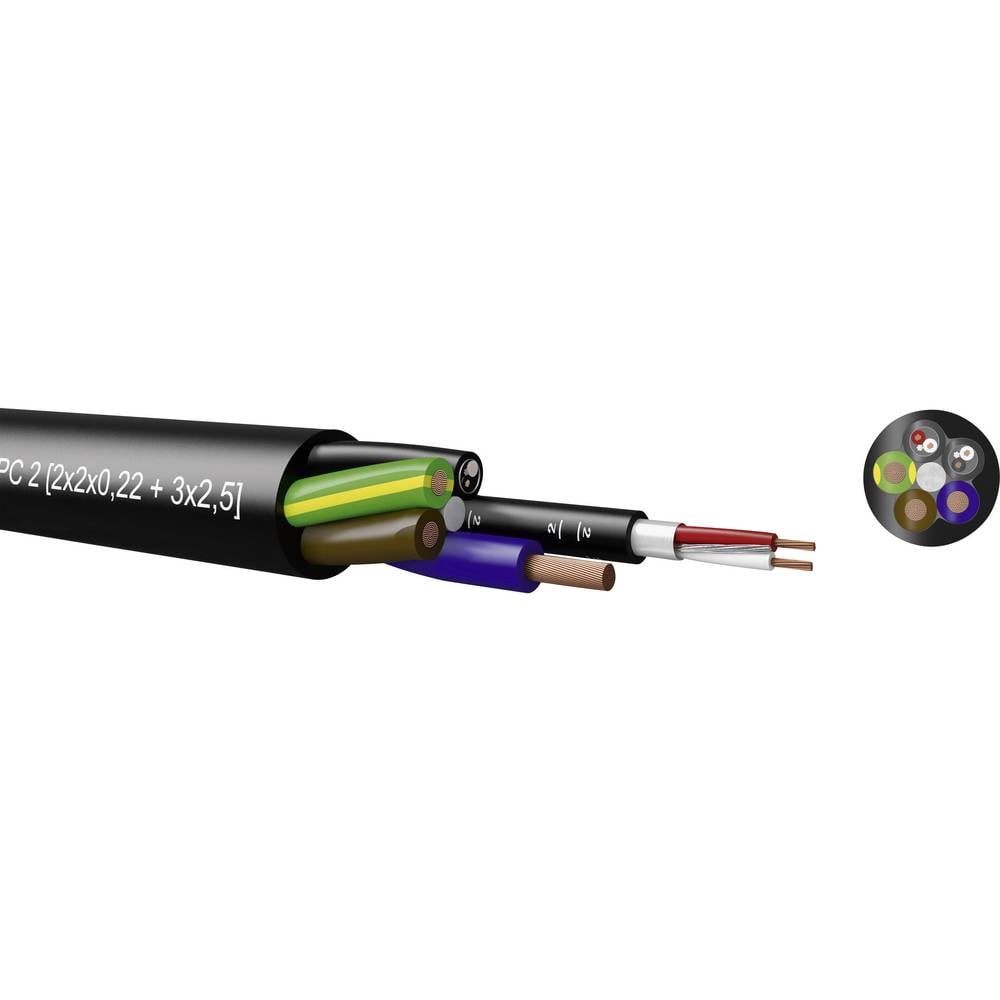 Kabeltronik 720045000-100 kombinovaný kabel 4 x 0.22 mm² + 3 G 2.50 mm² černá 100 m