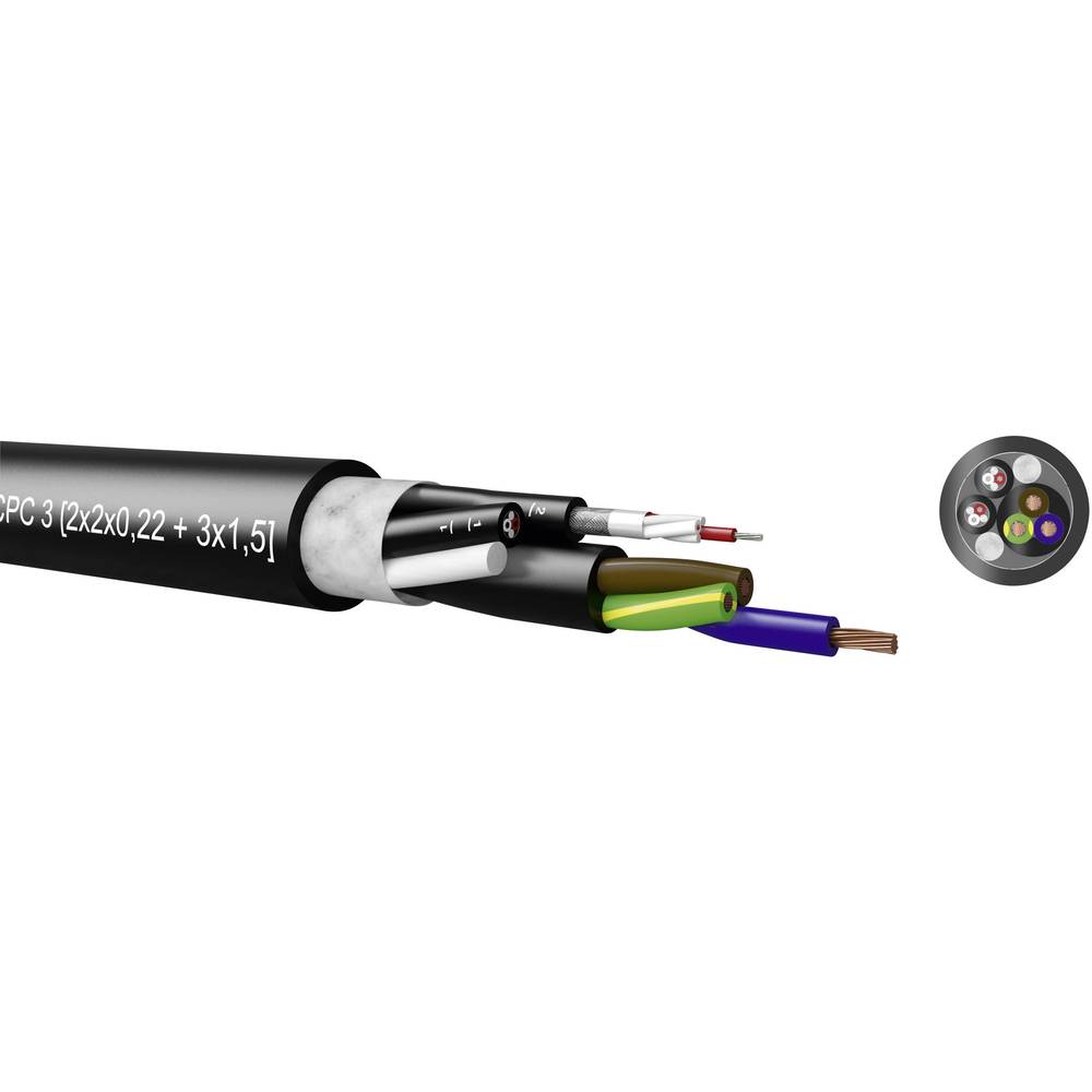Kabeltronik 720050000-1 kombinovaný kabel 4 x 0.22 mm² + 3 G 1.50 mm² černá metrové zboží